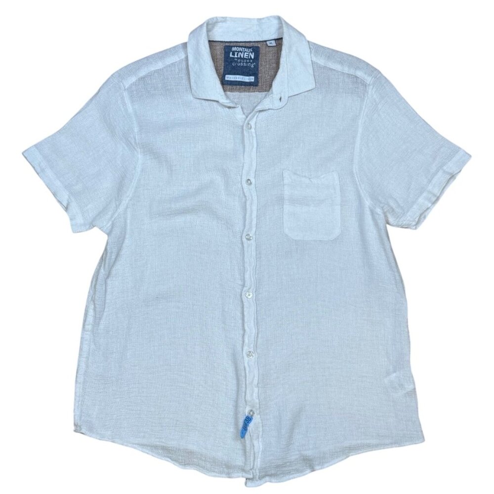 Montauk Linen By Essex Crossing Mens White Linen Blend Button Up XL